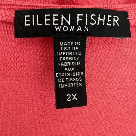 Eileen Fisher Tunic Top 2X Coral Stretch Jersey Viscose Lycra - Picture 4 of 5